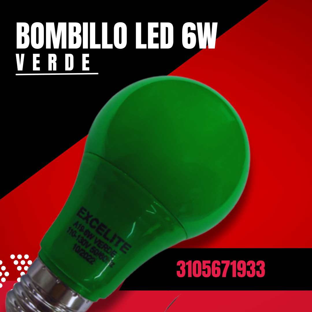 BOMBILLO LED 6W ROSCA E27 L/VERDE