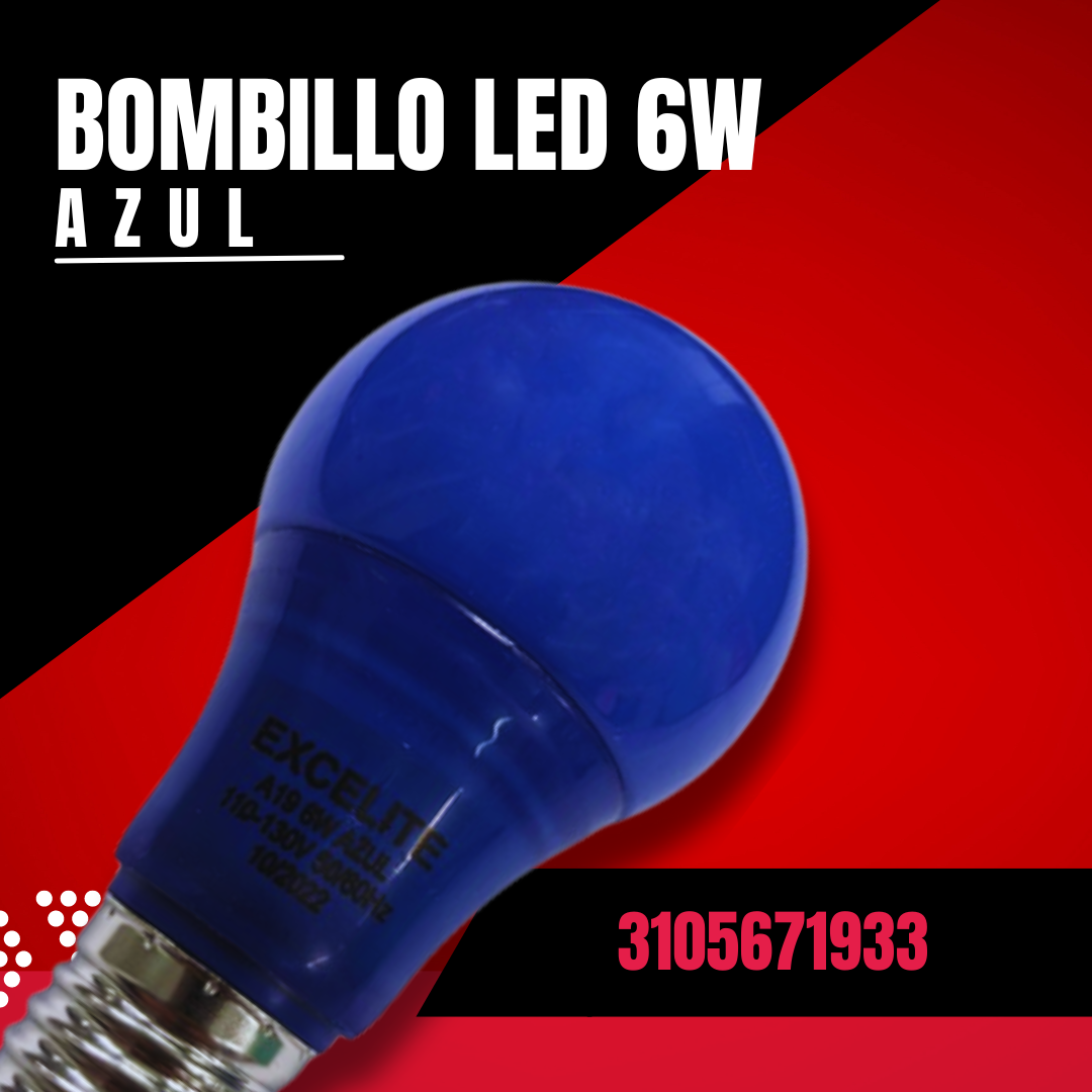 BOMBILLO LED 6W ROSCA E27 L/AZUL