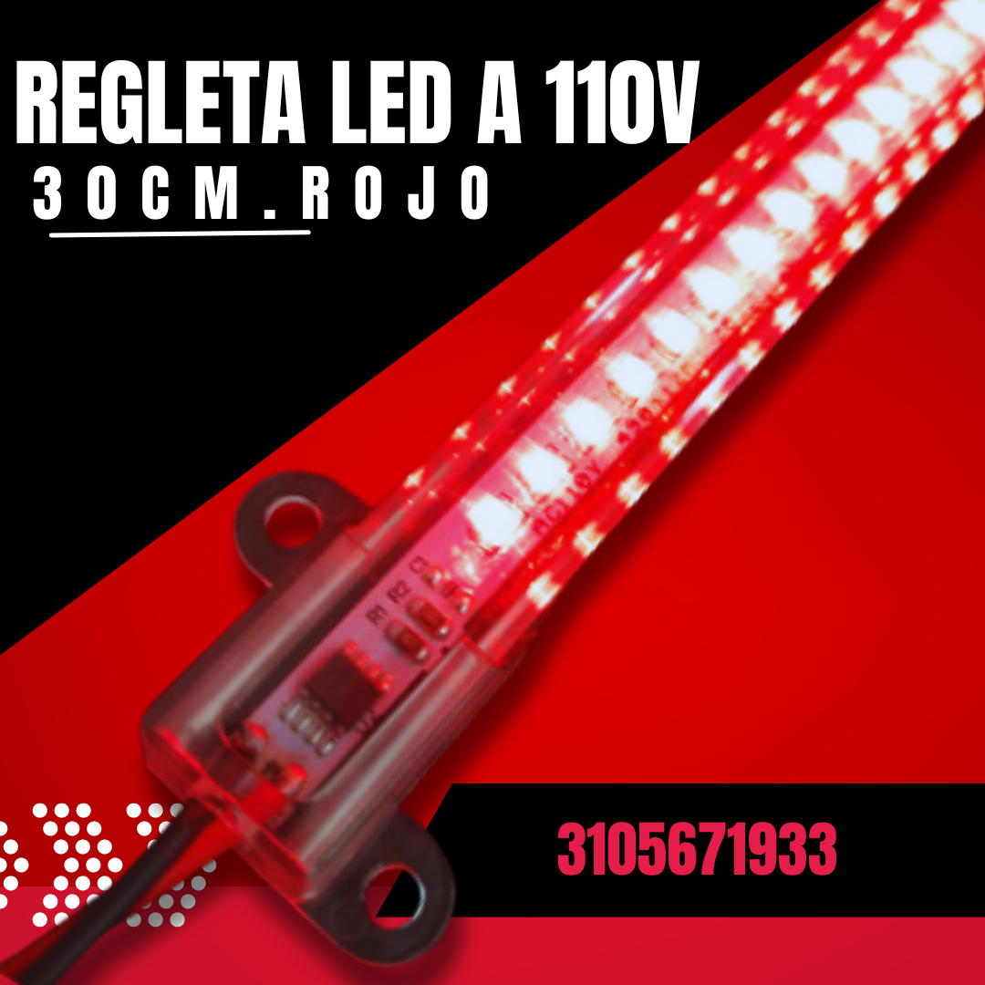 REGLETA LED 110V 30CM COLORES