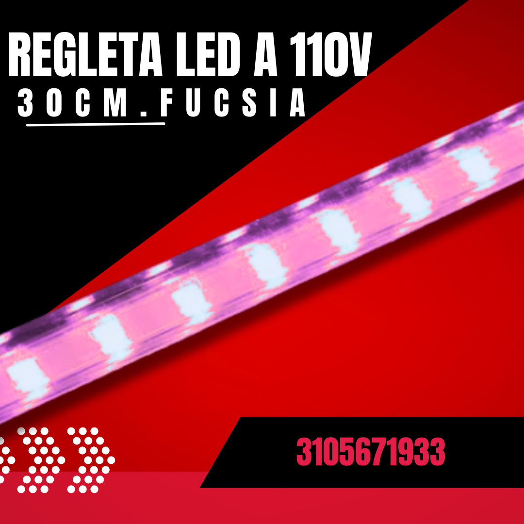 REGLETA LED 110V 30CM COLORES