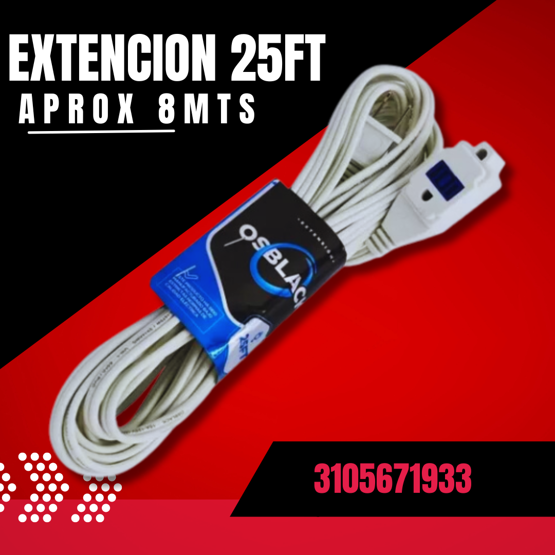 EXTENCION 8 METROS DUPLEX 120 VOLT