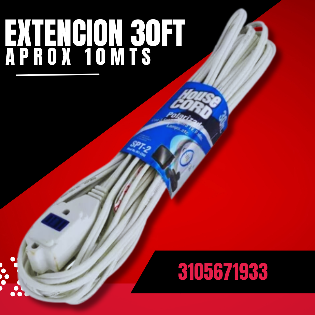 EXTENCION 10 METROS DUPLEX 120 VOLT